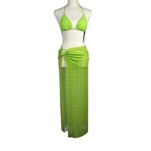 Kendal + Kylee 3-piece swimsuit in Kiwi green 2-pc and coverup size S